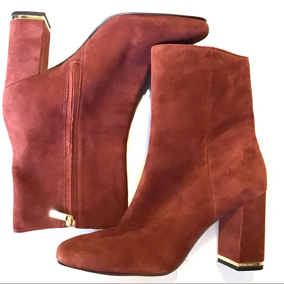 Michael Kors Shoes - Michael Kors Rust Suede Side Zip Booties